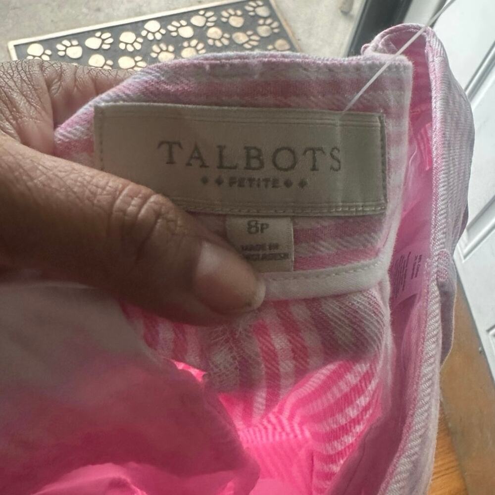 Talbots Pink Striped Seersucker Crop Pants Preppy Summer Capri Women’s 8P - Picture 6 of 6